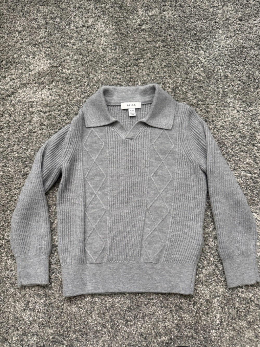 Reiss kids Gray Knit Collared Sweater